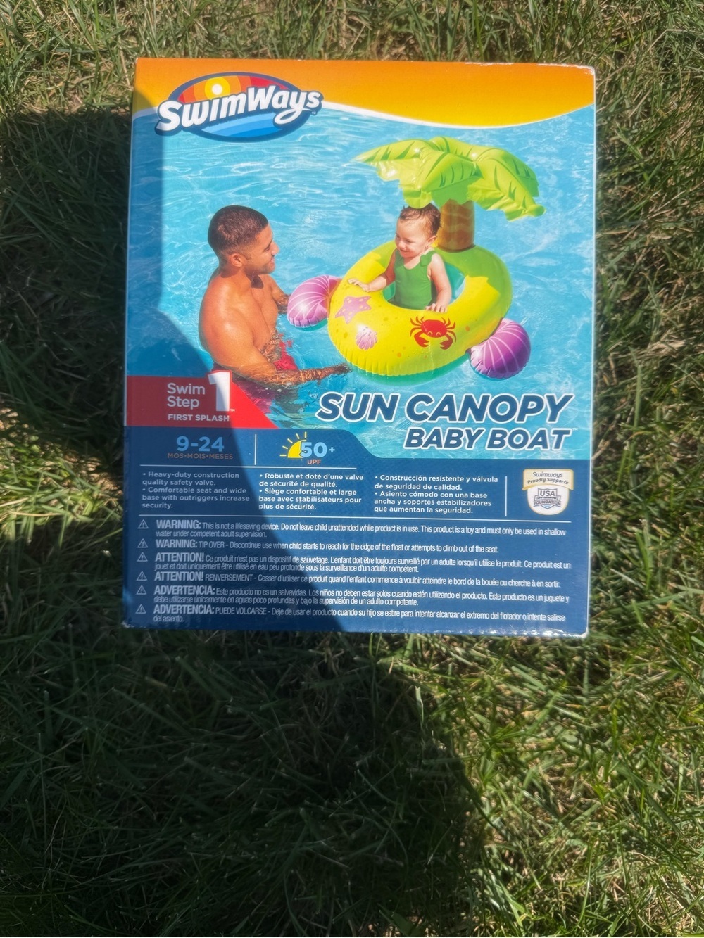 SwimWays Sun Canopy Baby Boat - Yellow